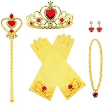 Vicloon 8 stuks prinses Dress Up accessoires meisjes diadeem Varita magische halsketting oorbellen ring handschoenen voor cosplay carnaval verjaardagsfeest (geel) Vicloon 8 stuks prinses Dress Up accessoires meisjes diadeem Varita magische halsketting oorbellen ring handschoenen voor cosplay carnaval verjaardagsfeest (geel)