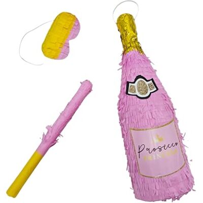 Relaxdays Pinata Champagnefles om op te hangen, verjaardag, feest, met stok en masker, roségoud Relaxdays Pinata Champagnefles om op te hangen, verjaardag, feest, met stok en masker, roségoud