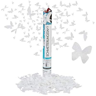 Relaxdays Confetti-werper, Party Popper vlinders, 40 cm, bruiloft, verloving, wit, 40 x 5 cm Relaxdays Confetti-werper, Party Popper vlinders, 40 cm, bruiloft, verloving, wit, 40 x 5 cm