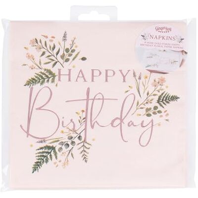 Ginger Ray Mittel servetten met bloemenpatroon, roségoud, 16 stuks Ginger Ray Mittel servetten met bloemenpatroon, roségoud, 16 stuks