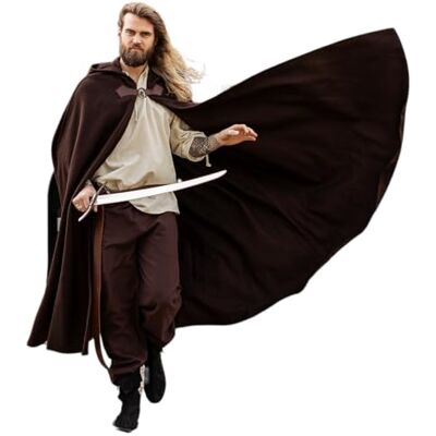 Leonardo Carbone ® Middeleeuwse wollen cape uniseks met wolf gesp Tjark middeleeuwse kleding voor dames en heren cape heren hobbit kostuum LARP Viking cosplay heren Leonardo Carbone ® Middeleeuwse wollen cape uniseks met wolf gesp Tjark middeleeuwse kleding voor dames en heren cape heren hobbit kostuum LARP Viking cosplay heren