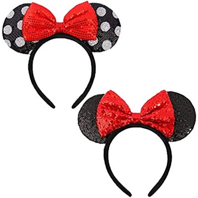 DRESHOW 2 stuks muizenoren boog hoofdband pailletten party decoratie cosplay kostuum voor meisjes en vrouwen DRESHOW 2 stuks muizenoren boog hoofdband pailletten party decoratie cosplay kostuum voor meisjes en vrouwen