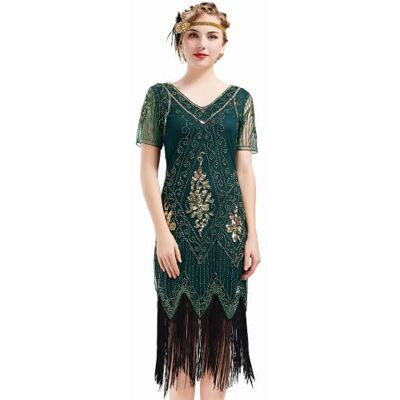 BABEYOND ArtiDeco 1920 Flapper Fringed Pailletten Jurk Brullende jaren '20 Fancy Jurk Gatsby Kostuum Jurk V-hals Vintage Kralen Avondjurk 3XL BABEYOND ArtiDeco 1920 Flapper Fringed Pailletten Jurk Brullende jaren '20 Fancy Jurk Gatsby Kostuum Jurk V-hals Vintage Kralen Avondjurk 3XL