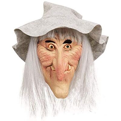 Bristol Novelty BM200 heksenmasker, hoed en haar, grijs, Eén maat Bristol Novelty BM200 heksenmasker, hoed en haar, grijs, Eén maat