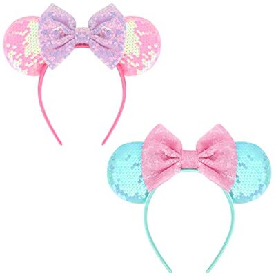 DRESHOW 2 stuks muizenoren boog hoofdband pailletten party decoratie cosplay kostuum voor meisjes en vrouwen DRESHOW 2 stuks muizenoren boog hoofdband pailletten party decoratie cosplay kostuum voor meisjes en vrouwen