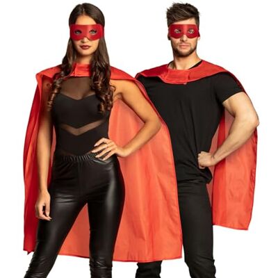 Boland 71050 Helden kostuum 2-delig, Eén maat voor volwassenen, masker en cape, rood, Superman, Hero, themafeest, carnaval Boland 71050 Helden kostuum 2-delig, Eén maat voor volwassenen, masker en cape, rood, Superman, Hero, themafeest, carnaval
