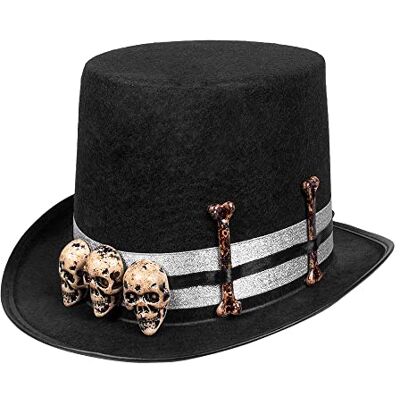 Boland 72237 doodskopcilinder, hoed, schedel, steampunk, voodoo, hoofddeksel, accessoires, Halloween, carnaval, themafeest Boland 72237 doodskopcilinder, hoed, schedel, steampunk, voodoo, hoofddeksel, accessoires, Halloween, carnaval, themafeest