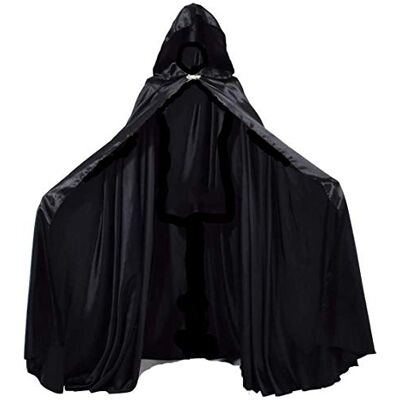GRACEART Middeleeuwse cape met capuchon, poncho met capuchon, lang, volwassenen, kostuum, Halloween (zwart) GRACEART Middeleeuwse cape met capuchon, poncho met capuchon, lang, volwassenen, kostuum, Halloween (zwart)