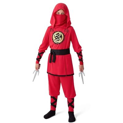 Spooktacular Creations Rood ninja-jagerskostuum voor kinderen, maat L Spooktacular Creations Rood ninja-jagerskostuum voor kinderen, maat L
