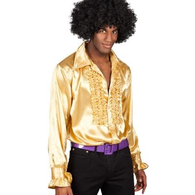 Boland 02162 Discohemd met ruches, goud, maat L / 50-52, voor heren, kostuum, partyshirt, Schlagermove, jaren '70, themafeest, carnaval Boland 02162 Discohemd met ruches, goud, maat L / 50-52, voor heren, kostuum, partyshirt, Schlagermove, jaren '70, themafeest, carnaval