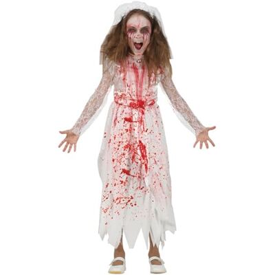 FIESTAS GUIRCA Big horror bruidskostuum voor meisjes van 7 tot 9 jaar, met hoofdband met sluier en bloedige trouwjurk, voor Halloween, carnaval, themafeesten FIESTAS GUIRCA Big horror bruidskostuum voor meisjes van 7 tot 9 jaar, met hoofdband met sluier en bloedige trouwjurk, voor Halloween, carnaval, themafeesten