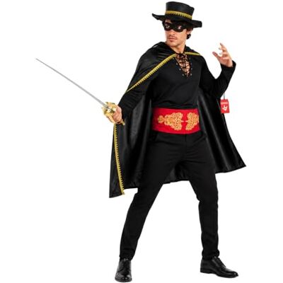 Fun Shack Senor Bandit kostuum voor heren met Zorro Spaans gemaskerde Mexicaanse held volwassenen, zwart, M Fun Shack Senor Bandit kostuum voor heren met Zorro Spaans gemaskerde Mexicaanse held volwassenen, zwart, M