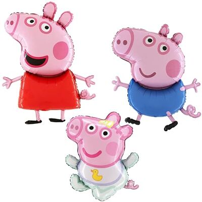 Toyland Set van 3 3 95 cm grote folieballon met de figuren van Peppa, George en Evie Pig feestdecoraties voor kinderen Toyland Set van 3 3 95 cm grote folieballon met de figuren van Peppa, George en Evie Pig feestdecoraties voor kinderen