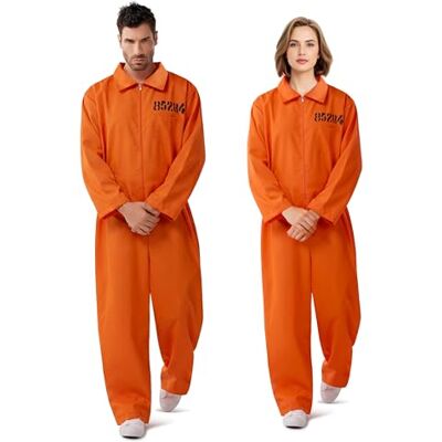 Spooktacular Creations Gevangenenkostuum voor heren, inclusief oranje jumpsuit, Halloween, themafeest, cosplay, L Spooktacular Creations Gevangenenkostuum voor heren, inclusief oranje jumpsuit, Halloween, themafeest, cosplay, L