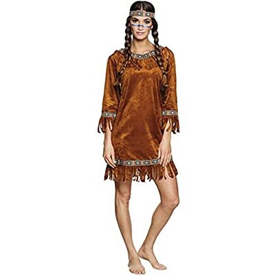 Boland 83873 Native American-kostuum voor volwassenen, maat M, jurk en hoofdband, squaw, Indianenvrouw, Far West, kostuum, carnaval, themafeest Boland 83873 Native American-kostuum voor volwassenen, maat M, jurk en hoofdband, squaw, Indianenvrouw, Far West, kostuum, carnaval, themafeest