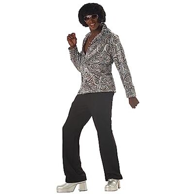 California Costumes Generique Disco kostuum voor heren, zwart, zilver, L California Costumes Generique Disco kostuum voor heren, zwart, zilver, L
