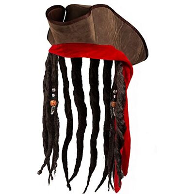 Boland 81938 Piratenhoed Dirty Jack met synthetisch haar voor carnaval en themafeest, piratenhoed, kostuumaccessoire Boland 81938 Piratenhoed Dirty Jack met synthetisch haar voor carnaval en themafeest, piratenhoed, kostuumaccessoire