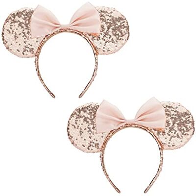 DRESHOW 2 stuks muizenoren boog hoofdband pailletten party decoratie cosplay kostuum voor meisjes en vrouwen DRESHOW 2 stuks muizenoren boog hoofdband pailletten party decoratie cosplay kostuum voor meisjes en vrouwen