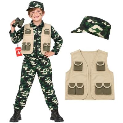 Fun Shack Militair kostuum voor kinderen, militair kostuum, carnaval, maten S, M, L, XL Fun Shack Militair kostuum voor kinderen, militair kostuum, carnaval, maten S, M, L, XL