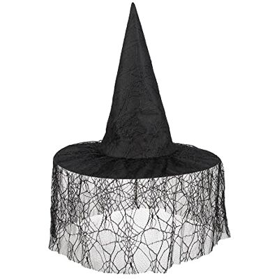 Boland -10232490 Heksenhoed met sluier voor volwassenen, zwart, één maat, 97002 Boland -10232490 Heksenhoed met sluier voor volwassenen, zwart, één maat, 97002