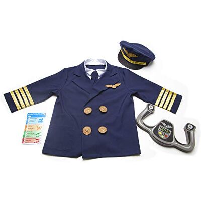 Melissa & Doug Pilotenkostuum, kostuum voor meisjes en jongens met accessoires, rollenspel, creatief speelgoed, cadeau voor kinderen 3+, perfect voor Halloween of carnaval Melissa & Doug Pilotenkostuum, kostuum voor meisjes en jongens met accessoires, rollenspel, creatief speelgoed, cadeau voor kinderen 3+, perfect voor Halloween of carnaval
