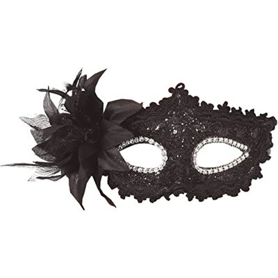 FIESTAS GUIRCA zwart masker met bloem FIESTAS GUIRCA zwart masker met bloem
