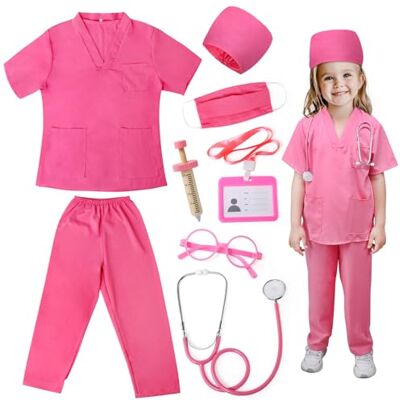 LEADSTAR Dokterskostuum voor kinderen, dokterskostuum met stethoscoop, Halloween, verpleegsterskostuum, verkleedspeelgoed, cadeau voor kinderen, 3-10 jaar (L) LEADSTAR Dokterskostuum voor kinderen, dokterskostuum met stethoscoop, Halloween, verpleegsterskostuum, verkleedspeelgoed, cadeau voor kinderen, 3-10 jaar (L)