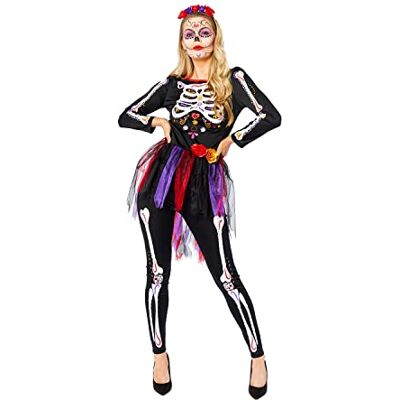 amscan 9914956 skeletkostuum voor dames, maat 46-48 amscan 9914956 skeletkostuum voor dames, maat 46-48