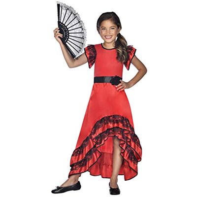 amscan Rood en zwart Spaans flamenco kostuum voor meisjes van 3 tot 14 jaar, meerkleurig, 8-10 jaar amscan Rood en zwart Spaans flamenco kostuum voor meisjes van 3 tot 14 jaar, meerkleurig, 8-10 jaar