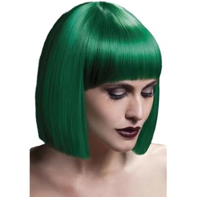 Smiffys pruik Lola collectie Fever, groen, vierkant recht, met pony, 30 cm 12 inch, Eén maat Smiffys pruik Lola collectie Fever, groen, vierkant recht, met pony, 30 cm 12 inch, Eén maat