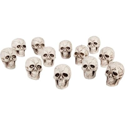 Boland 74390 doodskopset, 12-delig, afmetingen 4 x 3 cm, skelet, reaper, decoratie, Halloween, themafeest, carnaval Boland 74390 doodskopset, 12-delig, afmetingen 4 x 3 cm, skelet, reaper, decoratie, Halloween, themafeest, carnaval