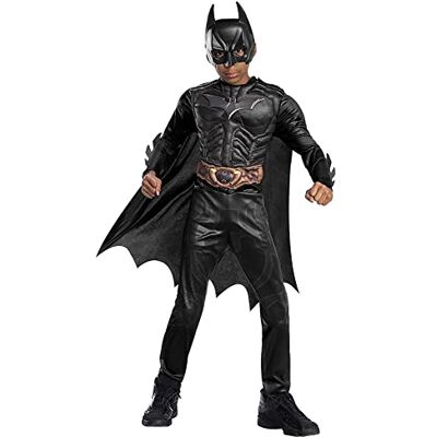 RUBIE'S Rubies Batman Black Line Deluxe kinderkostuum met muskusborst officieel luxe uit de film The Batman in zwart, logo met lenticulair effect en overslag, cape en masker RUBIE'S Rubies Batman Black Line Deluxe kinderkostuum met muskusborst officieel luxe uit de film The Batman in zwart, logo met lenticulair effect en overslag, cape en masker