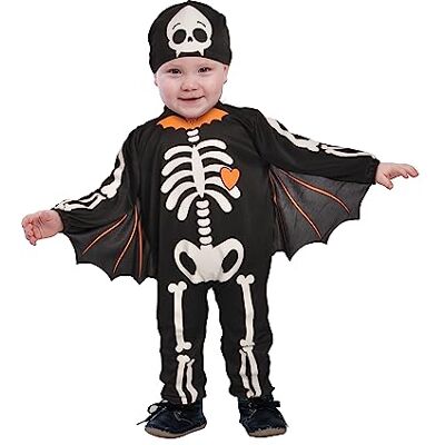 Ciao Skelet vleermuis Baby Bat Skeleton kostuum onesie baby (maat 1-2 jaar) met helm Ciao Skelet vleermuis Baby Bat Skeleton kostuum onesie baby (maat 1-2 jaar) met helm