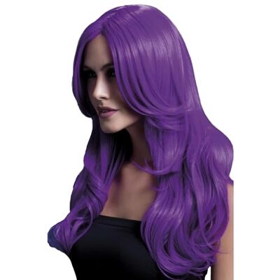 Smiffys Khloe Fever Collection-pruik, neon-violet, lang, golvend, met scheiding Smiffys Khloe Fever Collection-pruik, neon-violet, lang, golvend, met scheiding