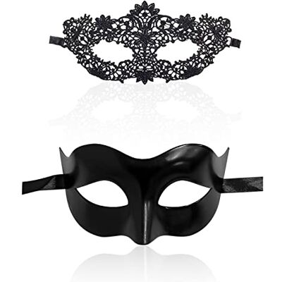 ZWZNBL Set van 2 balmaskers voor koppels, 1 feniks-patroon, 1 zwarte klassieke stijl, kant. Geschikt voor sexy en elegant feest, carnaval in Venetië, Halloween, gemaskerd bal, mysterieus masker ZWZNBL Set van 2 balmaskers voor koppels, 1 feniks-patroon, 1 zwarte klassieke stijl, kant. Geschikt voor sexy en elegant feest, carnaval in Venetië, Halloween, gemaskerd bal, mysterieus masker