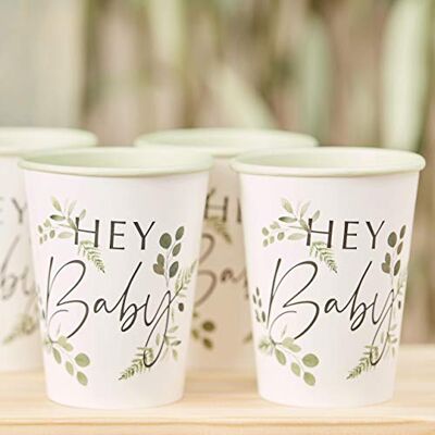 Ginger Ray Botanical Baby Shower papieren bekers, wit, 8 stuks Ginger Ray Botanical Baby Shower papieren bekers, wit, 8 stuks