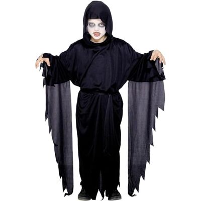 Smiffys Magere Hein spook kostuum, zwart, met capuchon jurk en riem Smiffys Magere Hein spook kostuum, zwart, met capuchon jurk en riem