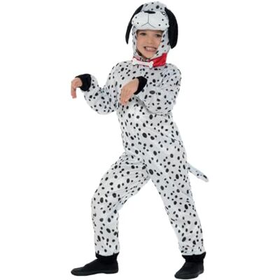 Smiffys Smiffy's Dalmatiër-kostuum, zwart en wit, met overall met capuchon en staart, kostuum, uniseks, kinderen, Dalmatiër heren (1 stuk) Smiffys Smiffy's Dalmatiër-kostuum, zwart en wit, met overall met capuchon en staart, kostuum, uniseks, kinderen, Dalmatiër heren (1 stuk)