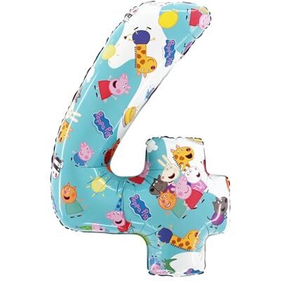 Toyland Peppa Pig, George & Friends folieballon in de vorm van een cijfer 66 cm, feestballonnen voor kinderen, nummer 1 tot 6 verkrijgbaar Toyland Peppa Pig, George & Friends folieballon in de vorm van een cijfer 66 cm, feestballonnen voor kinderen, nummer 1 tot 6 verkrijgbaar
