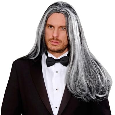 W WIDMANN MILANO Party Fashion Widmann Dream Hair M9198 vampierpruik, victoriaanse vampierpruik, zwart/grijs W WIDMANN MILANO Party Fashion Widmann Dream Hair M9198 vampierpruik, victoriaanse vampierpruik, zwart/grijs