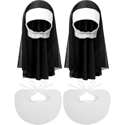 Fartoni Sluier X2 + Nonnenslabbetje voor meisjes of vrouwen of mannen kostuum accessoires voor oma Halloween kostuum sluier voor Halloween kostuums of accessoires voor Halloween Fartoni Sluier X2 + Nonnenslabbetje voor meisjes of vrouwen of mannen kostuum accessoires voor oma Halloween kostuum sluier voor Halloween kostuums of accessoires voor Halloween