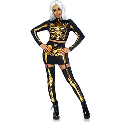 Leg Avenue Dames skelet kostuum goud skelet kostuum zwart goud maat S 05401 87061 Leg Avenue Dames skelet kostuum goud skelet kostuum zwart goud maat S 05401 87061
