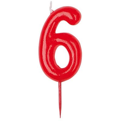 dekora Traditionele verjaardagskaars nummer 6 dekora Traditionele verjaardagskaars nummer 6