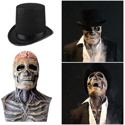 RZXBB Schedeldmasker, Halloween-masker met beweegbare kaak, griezelig 3D-skeletmasker van latex, skeletmasker, Halloween- en cosplay-decoratie, voor feestjes en carnavalsfeesten RZXBB Schedeldmasker, Halloween-masker met beweegbare kaak, griezelig 3D-skeletmasker van latex, skeletmasker, Halloween- en cosplay-decoratie, voor feestjes en carnavalsfeesten