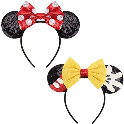 DRESHOW Muizenoren-boog hoofdbanden pailletten party decoratie cosplay kostuum voor meisjes en vrouwen, set van 2 stuks 42, eenheidsmaat DRESHOW Muizenoren-boog hoofdbanden pailletten party decoratie cosplay kostuum voor meisjes en vrouwen, set van 2 stuks 42, eenheidsmaat