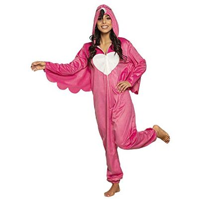 Boland 83878 Flamingo kostuum Eén maat volwassenen unisex roze wit overall met capuchon carnaval verkleding themafeest Boland 83878 Flamingo kostuum Eén maat volwassenen unisex roze wit overall met capuchon carnaval verkleding themafeest