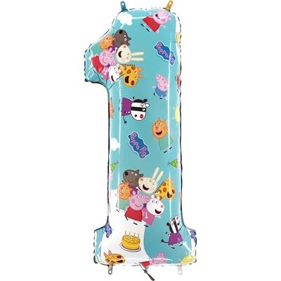 Toyland ® Peppa Pig, George & Friends folieballon in de vorm van een cijfer 66 cm, feestballonnen voor kinderen, nummer 1 tot 6 verkrijgbaar Toyland ® Peppa Pig, George & Friends folieballon in de vorm van een cijfer 66 cm, feestballonnen voor kinderen, nummer 1 tot 6 verkrijgbaar