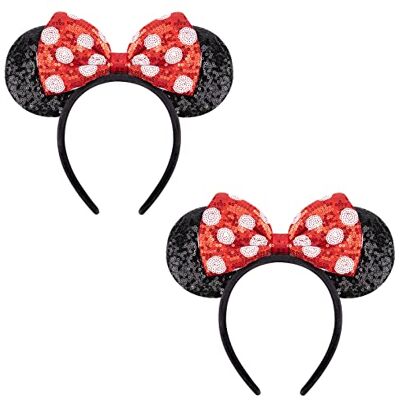 DRESHOW 2 stuks muizenoren boog hoofdband pailletten party decoratie cosplay kostuum voor meisjes en vrouwen DRESHOW 2 stuks muizenoren boog hoofdband pailletten party decoratie cosplay kostuum voor meisjes en vrouwen