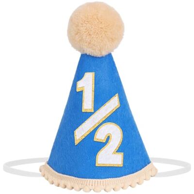 DRESHOW Hoed voor 1/2 baby, verjaardag, hoed, halve verjaardag, baby, 6 maanden, cake, smash, fotorekwisieten, hoofddeksel, decoratie voor meisjes en jongens, 1 verpakking 1/2 verjaardagshoed: blauw Eén maat DRESHOW Hoed voor 1/2 baby, verjaardag, hoed, halve verjaardag, baby, 6 maanden, cake, smash, fotorekwisieten, hoofddeksel, decoratie voor meisjes en jongens, 1 verpakking 1/2 verjaardagshoed: blauw Eén maat
