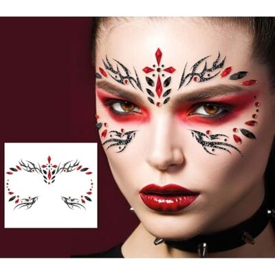 FIESTAS GUIRCA Gothic gezichtssieraden – fantasie make-up voor feestjes en feesten – ideaal accessoire voor kostuum dames volwassenen – meerkleurig FIESTAS GUIRCA Gothic gezichtssieraden – fantasie make-up voor feestjes en feesten – ideaal accessoire voor kostuum dames volwassenen – meerkleurig